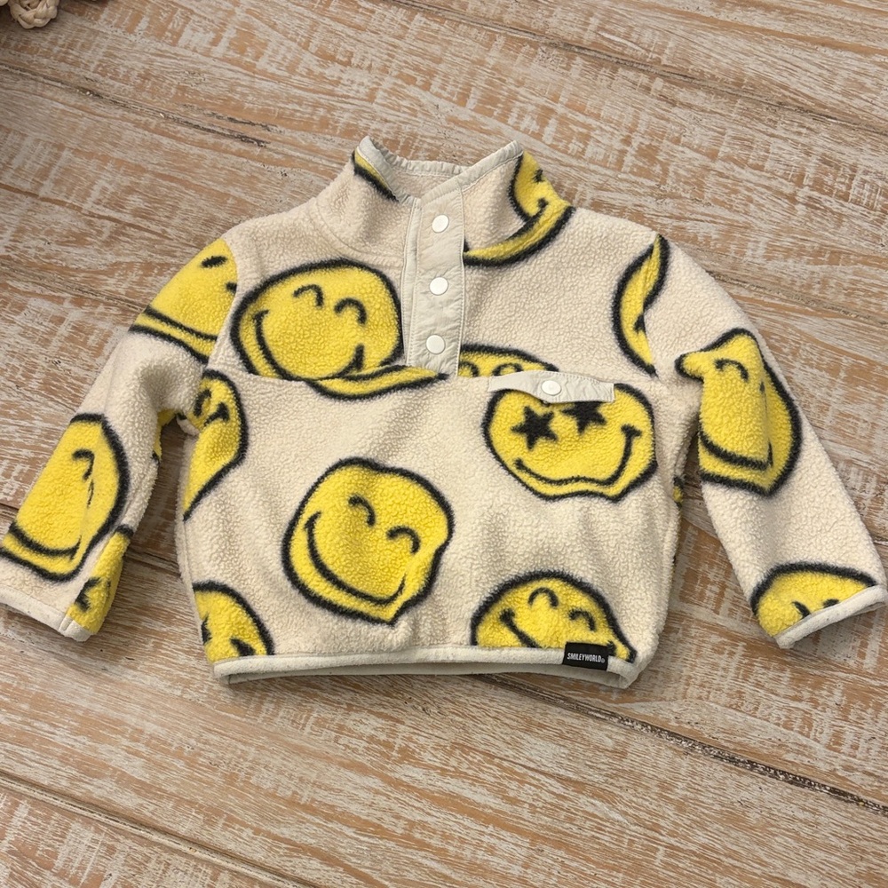 GAP Kids Yellow‎ Smiley Fleece Hoodie